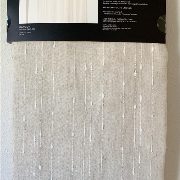 Set of 2 Ralph Lauren MARLEY Window Curtains Tan White 54 x 96 Rod Pocket NEW - Picture 3 of 5